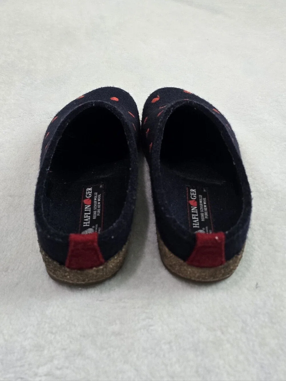 Women's Haflinger Grizzly Couricini Slippers Heart Clogs Wool Shoes Size 8 Flats - Picture 7 of 9